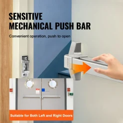 VEVOR Push Bar Door Locks, Carbon Steel Panic Bars for Exit Doors, with Exterior Lever and 3 Keys, Push Bar Panic Exit Device Door Hardware for Metal Wood Door, for Left and Right Handed Doors