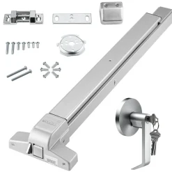 VEVOR Push Bar Door Locks, Carbon Steel Panic Bars for Exit Doors, with Exterior Lever and 3 Keys, Push Bar Panic Exit Device Door Hardware for Metal Wood Door, for Left and Right Handed Doors