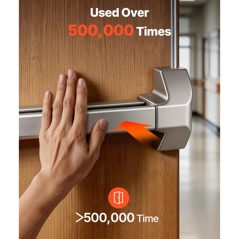 VEVOR Push Bar Panic Exit Device, 28" Stainless Steel Commercial Panic Bar for Exit Doors, Emergency Exit Door Hardware with Vertical Top Rod and Sticker, for 28"-41" Wood or Metal Door, Silver