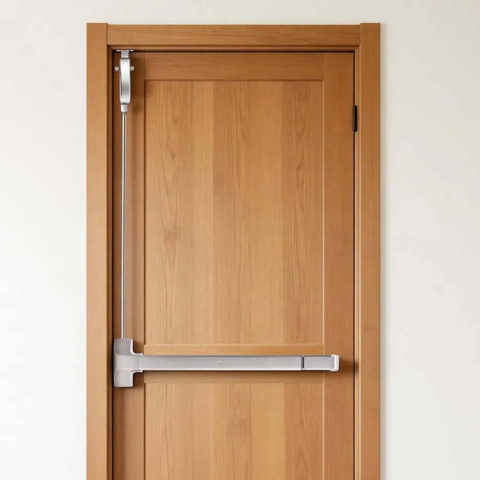 VEVOR Push Bar Panic Exit Device, 28" Stainless Steel Commercial Panic Bar for Exit Doors, Emergency Exit Door Hardware with Vertical Top Rod and Sticker, for 28"-41" Wood or Metal Door, Silver