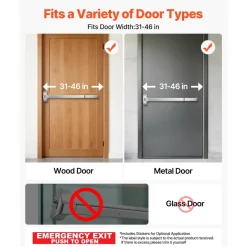 VEVOR Push Bar Panic Exit Device, 31" Stainless Steel Commercial Panic Bar for Exit Doors, Emergency Exit Door Hardware with Auto Alarm System and Sticker, for 31"-46" Wood or Metal Door, Silver