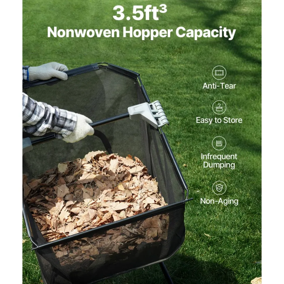 VEVOR Push Lawn Sweeper, 21inch Leaf & Grass Collector, Strong Plastic Wheels & Heavy Duty Thickened Steel Durable to Use with Large Capacity 3.5 cu. ft. Mesh Collection Hopper Bag, 2 Spinning Brushes