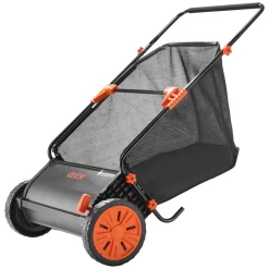 VEVOR Push Lawn Sweeper, 26 in Leaf & Grass Collector with 7 cu. ft. Hopper Bag, Adjustable Brush Height & Spinning Brushes, Heavy Duty Yard Sweeper with Rubber Wheels for Leaves Grass Cleanup