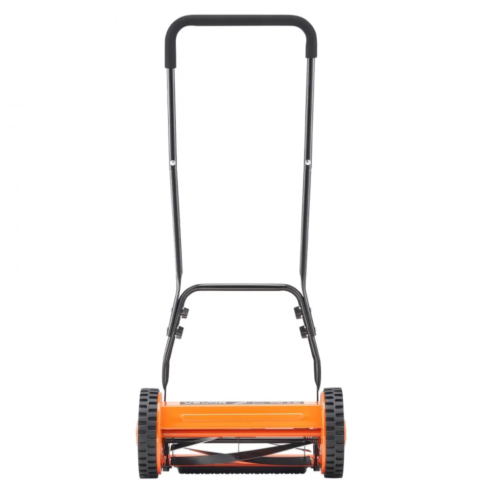 VEVOR Push Reel Lawn Mower 16 inch, 5 Blades Manual Push Mower No Motor, 0.6-1.75 in Adjustable Cutting Height, Walk-Behind Lawn Mowers with Grass Catcher Bag for Green Lawns, Driveways, Courtyards
