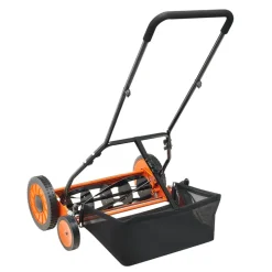 VEVOR Push Reel Lawn Mower 18 inch, 5 Blades Manual Push Mower No Motor, 1.37-2.44 in Adjustable Cutting Height, Walk-Behind Lawn Mowers with Grass Catcher Bag for Green Lawns, Driveways, Courtyards