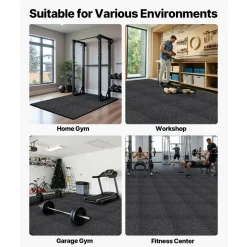VEVOR Puzzle Exercise Mat, 12 PCS Fitness Equipment Mats, 24 x 24 x 0.79 in, High-Density EVA Foam Mats Set, Interlocking Rubber Soft Tiles, Protective Floor Padding with Gray Dots for Home Gym Office