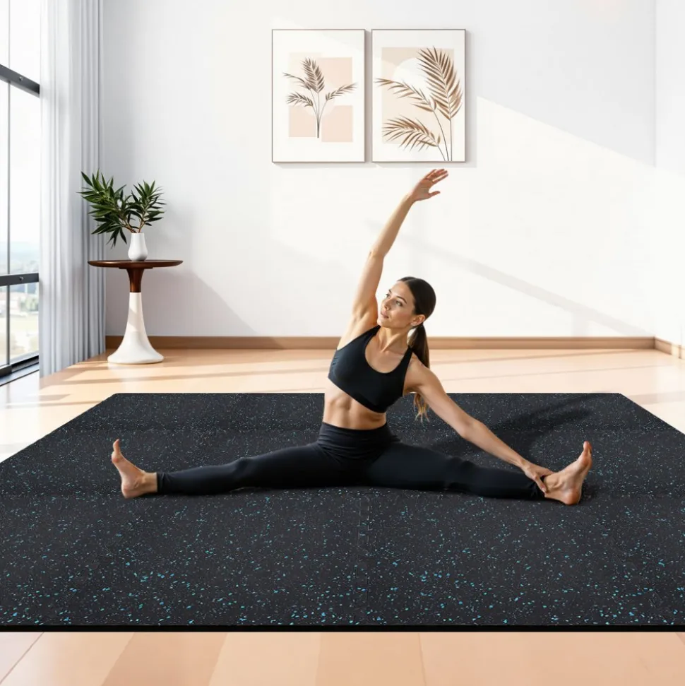 VEVOR Puzzle Exercise Mat, 12 PCS Fitness Equipment Mats, 24 x 24 x 0.4 in, High-Density EVA Foam Mats Set, Interlocking Rubber Soft Tiles, Protective Floor Padding with White Dots for Home Gym Office