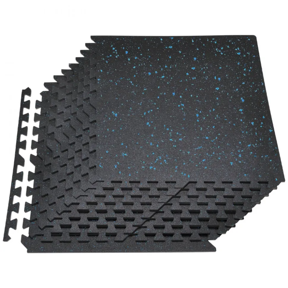 VEVOR Puzzle Exercise Mat, 12 PCS Fitness Equipment Mats, 24 x 24 x 0.4 in, High-Density EVA Foam Mats Set, Interlocking Rubber Soft Tiles, Protective Floor Padding with White Dots for Home Gym Office