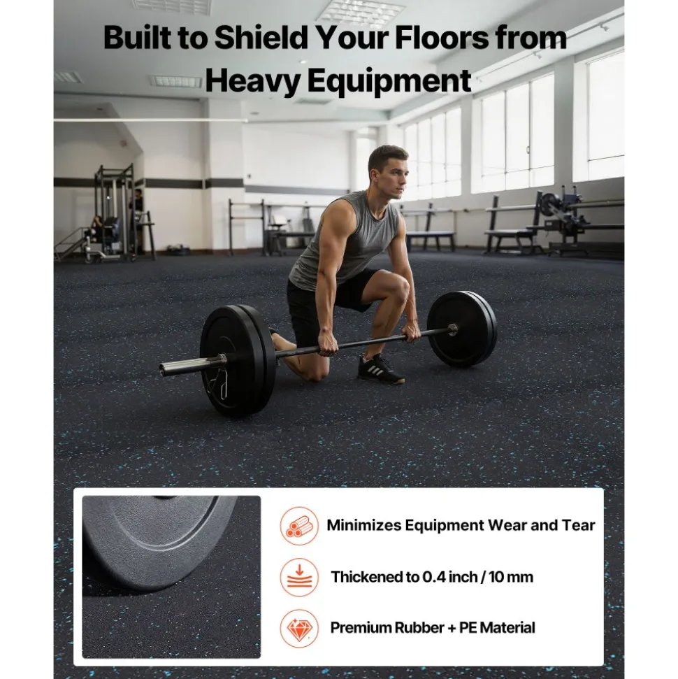 VEVOR Puzzle Exercise Mat, 12 PCS Fitness Equipment Mats, 24 x 24 x 0.4 in, High-Density EVA Foam Mats Set, Interlocking Rubber Soft Tiles, Protective Floor Padding with White Dots for Home Gym Office