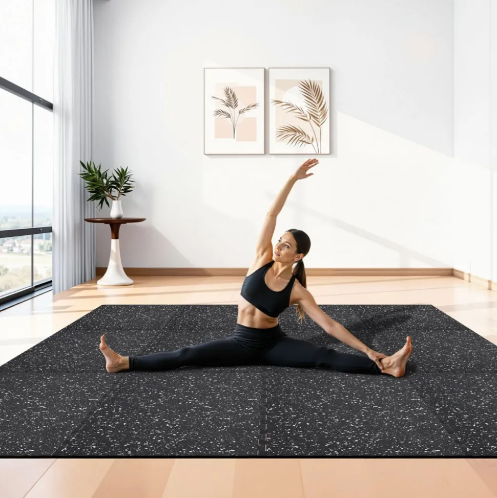 VEVOR Puzzle Exercise Mat, 24 PCS Fitness Equipment Mats, 24 x 24 x 0.4 in, High-Density EVA Foam Mats Set, Interlocking Rubber Soft Tiles, Protective Floor Padding with White Dots for Home Gym Office