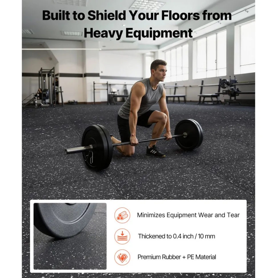 VEVOR Puzzle Exercise Mat, 24 PCS Fitness Equipment Mats, 24 x 24 x 0.4 in, High-Density EVA Foam Mats Set, Interlocking Rubber Soft Tiles, Protective Floor Padding with White Dots for Home Gym Office