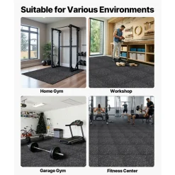 VEVOR Puzzle Exercise Mat, 24 PCS Fitness Equipment Mats, 24 x 24 x 0.4 in, High-Density EVA Foam Mats Set, Interlocking Rubber Soft Tiles, Protective Floor Padding with White Dots for Home Gym Office