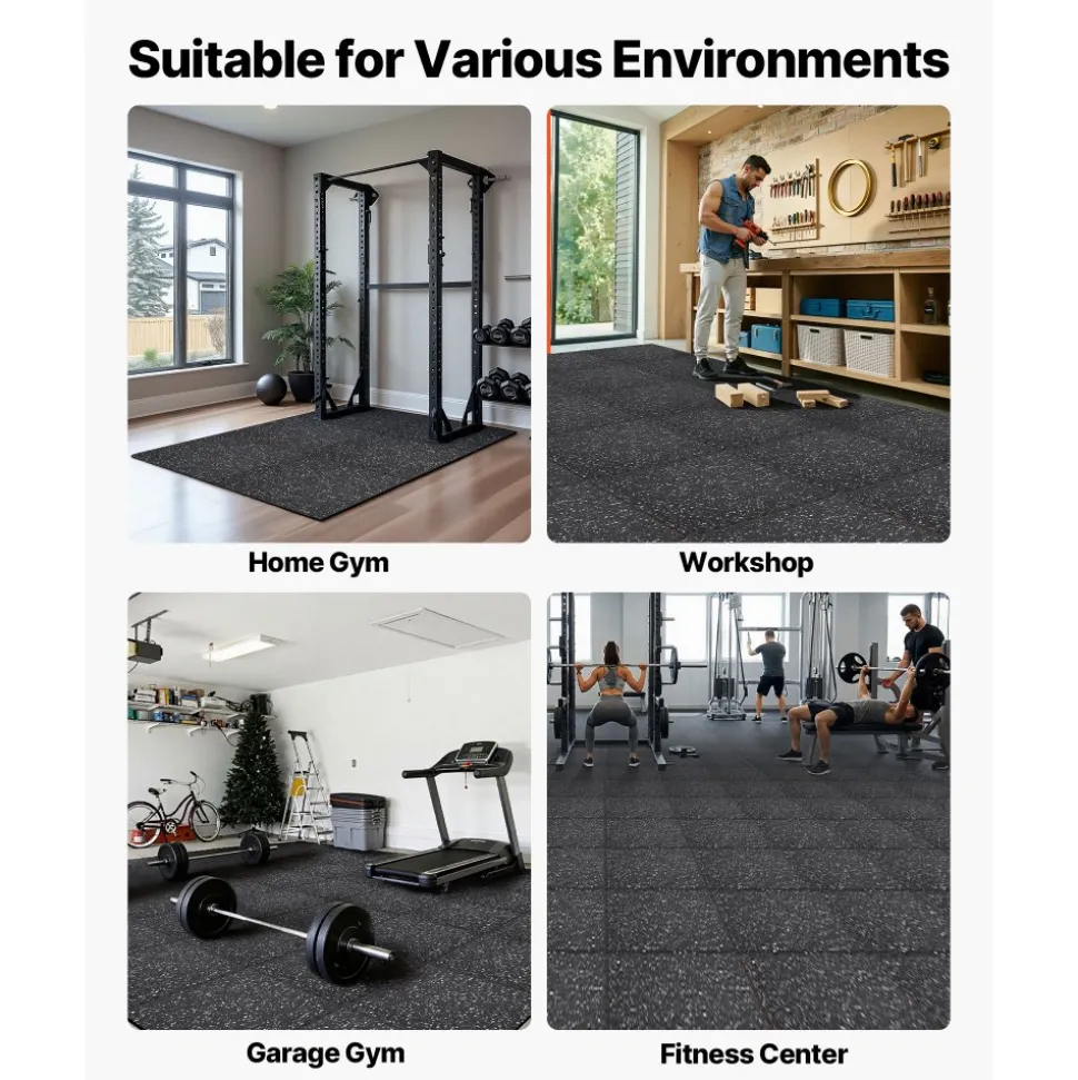 VEVOR Puzzle Exercise Mat, 24 PCS Fitness Equipment Mats, 24 x 24 x 0.4 in, High-Density EVA Foam Mats Set, Interlocking Rubber Soft Tiles, Protective Floor Padding with White Dots for Home Gym Office