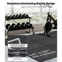 VEVOR Puzzle Exercise Mat, 24 PCS Fitness Equipment Mats, 24 x 24 x 0.4 in, High-Density EVA Foam Mats Set, Interlocking Rubber Soft Tiles, Protective Floor Padding with White Dots for Home Gym Office