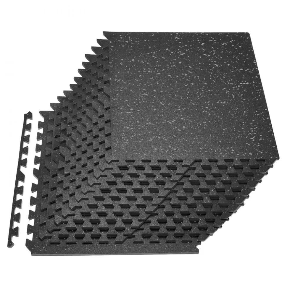 VEVOR Puzzle Exercise Mat, 24 PCS Fitness Equipment Mats, 24 x 24 x 0.56 in, High-Density EVA Foam Mats Set, Interlocking Rubber Soft Tiles, Protective Floor Padding with Gray Dots for Home Gym Office