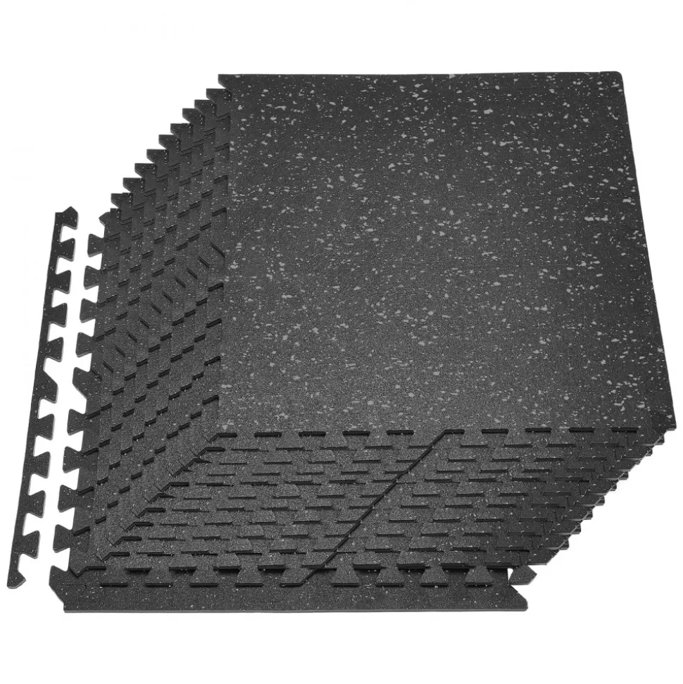 VEVOR Puzzle Exercise Mat, 24 PCS Fitness Equipment Mats, 24 x 24 x 0.56 in, High-Density EVA Foam Gym Mats Set, Interlocking Rubber Soft Tiles, Protective Floor Padding for Home, Gym, Office, Black
