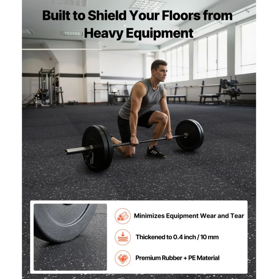 VEVOR Puzzle Exercise Mat, 24 PCS Fitness Equipment Mats, 24 x 24 x 0.56 in, High-Density EVA Foam Gym Mats Set, Interlocking Rubber Soft Tiles, Protective Floor Padding for Home, Gym, Office, Black