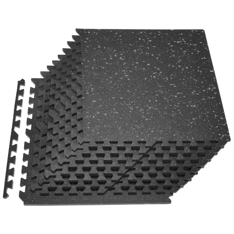 VEVOR Puzzle Exercise Mat, 12 PCS Fitness Equipment Mats, 24 x 24 x 0.56 in, High-Density EVA Foam Mat Set, Interlocking Rubber Soft Tiles, Protective Floor Padding with White Dots for Home Gym Office