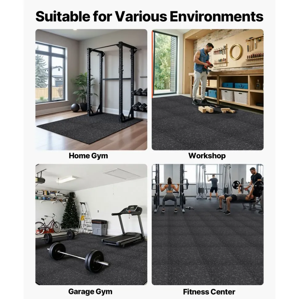 VEVOR Puzzle Exercise Mat, 12 PCS Fitness Equipment Mats, 24 x 24 x 0.56 in, High-Density EVA Foam Mat Set, Interlocking Rubber Soft Tiles, Protective Floor Padding with White Dots for Home Gym Office