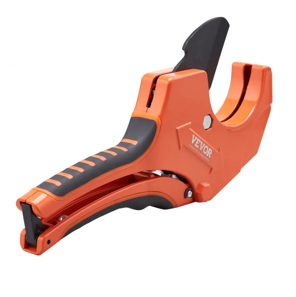 VEVOR PVC Pipe Cutter, 0-2-1/2" O.D. Ratcheting PVC Pipe Cutter, Heavy Duty Tube Cutting Tool with Spare SK5 Blade for PVC, CPVC, PP-R, PEX, PE, Rubber Hoses