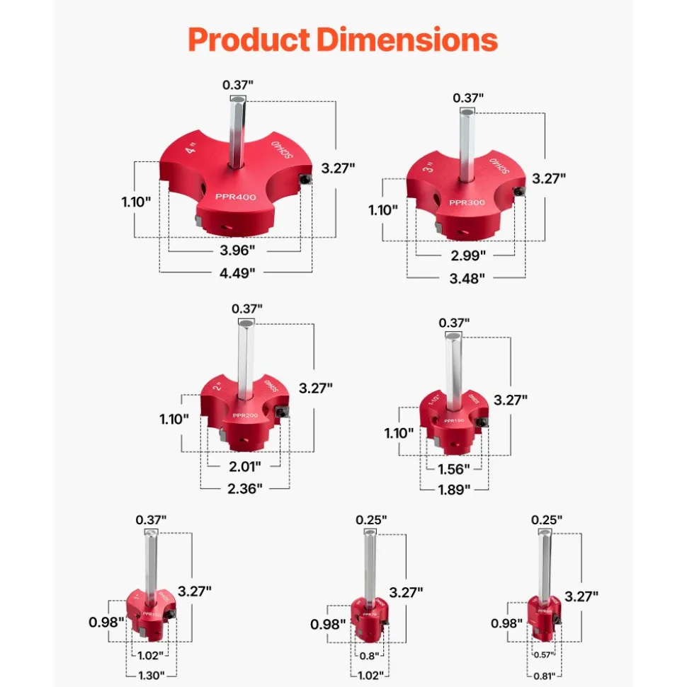 VEVOR PVC Pipe Reamer Kit, 7-Piece, 3 Blades PVC Fitting Socket Saver, Includes 1/2", 3/4", 1", 1-1/2", 2", 3", 4", Fits Standard 1/2" Drills, Plumbing Tool Kit for SCH40 ABS CPVC Vent Drain Pipes