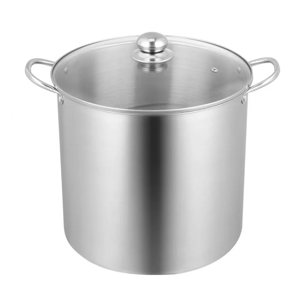 VEVOR 21 QT Canning Pot with Rack and Lid, Stainless Steel Waterbath Canner with Dual Handle and Glass Lid, Compatible with All Cooktops: Induction, Gas, Electric, Glass, Ceramic, Halogen