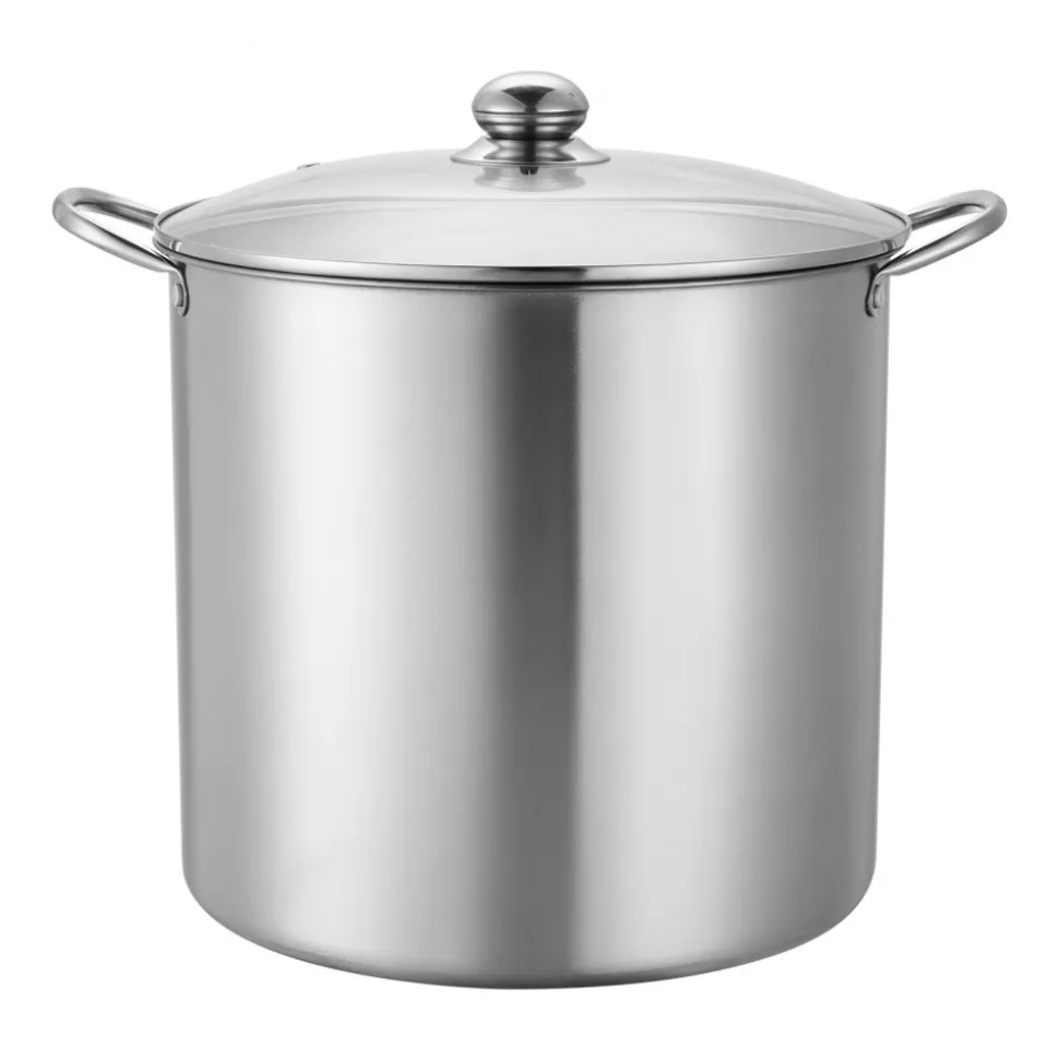 VEVOR 21 QT Canning Pot with Rack and Lid, Stainless Steel Waterbath Canner with Dual Handle and Glass Lid, Compatible with All Cooktops: Induction, Gas, Electric, Glass, Ceramic, Halogen
