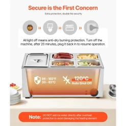 VEVOR 24QT Commercial Food Warmer, 5-Pan Electric Steam Table, 1200W Professional Countertop Stainless Steel Buffet Bain Marie with 86-185°F Temp Control for Catering, Buffet, Parties, Restaurants