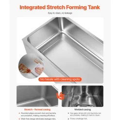 VEVOR 24QT Commercial Food Warmer, 6-Pan Electric Steam Table, 1200W Professional Countertop Stainless Steel Buffet Bain Marie with 86-185°F Temp Control for Catering, Buffet, Parties, Restaurants