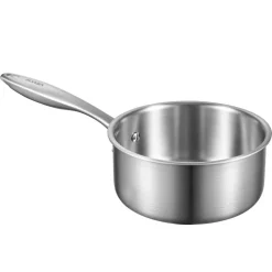 VEVOR 1.5 QT Saucepan, Stainless Steel Saucepan with Glass Lid, Multipurpose Nonstick Stainless Steel Small Cooking Sauce Pot with Ergonomic Handle, Friendly for Oven, Dishwasher, Induction Cooker