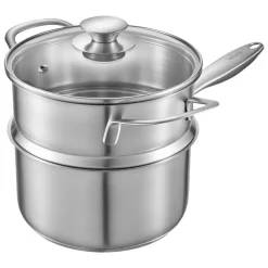 VEVOR 1.5 QT Saucepan with Steamer, Stainless Steel Saucepan with Glass Lid, Multipurpose Nonstick Stainless Steel Sauce Pot with Ergonomic Handle, Friendly for Oven, Dishwasher, Induction Cooker