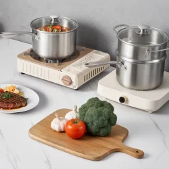 VEVOR 2.5 QT Saucepan with Steamer, Stainless Steel Saucepan with Glass Lid, Multipurpose Nonstick Stainless Steel Sauce Pot with Ergonomic Handle, Friendly for Oven, Dishwasher, Induction Cooker