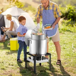 VEVOR 80 Qt Seafood Boiling Kit with Strainer, Outdoor Seafood Boil Pot and Basket, Cooking Set for Crab Crawfish Lobster Boiling, Aluminum Stockpot with 100,000 BTUs Propane Burner and Steamer Rack