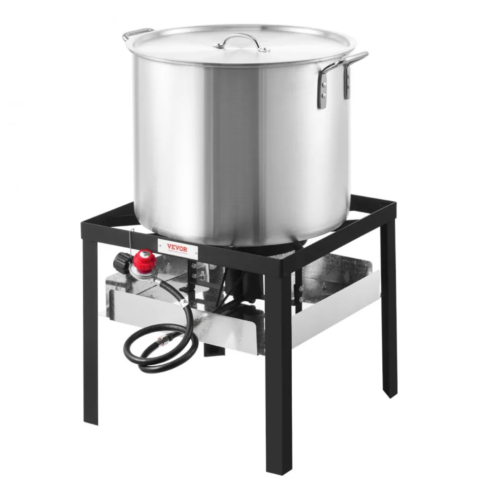 VEVOR 80 Qt Seafood Boiling Kit with Strainer, Outdoor Seafood Boil Pot and Basket, Cooking Set for Crab Crawfish Lobster Boiling, Aluminum Stockpot with 100,000 BTUs Propane Burner and Steamer Rack