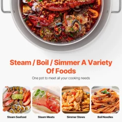 VEVOR 60 Qt Seafood Boiling Kit with Strainer, Outdoor Seafood Boil Pot and Basket, Cooking Set for Crab Crawfish Lobster Boiling, Aluminum Stockpot with 100,000 BTUs Propane Burner and Steamer Rack