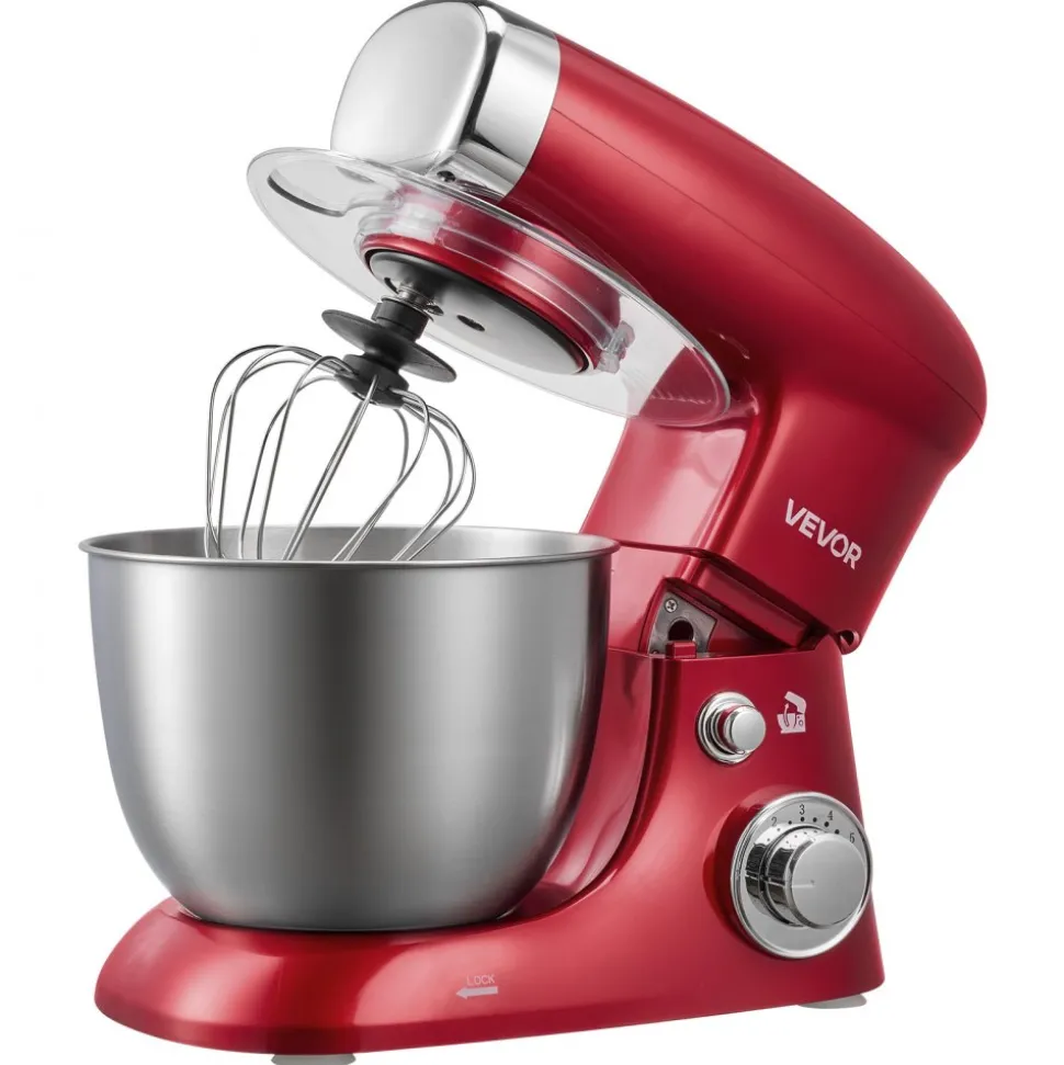 VEVOR 4.2 Qt Tilt Head Stand Mixer 400W Electric Dough Mixer, 6 Speeds Food Kitchen Mixer with Stainless Steel Bowl, Splash Guard, Dough Hook, Whisk, Beater, for Baking Mixing Whipping