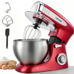 VEVOR 7.4 Qt Tilt Head Stand Mixer 500W Electric Dough Mixer, 6 Speeds with Pulse Food Kitchen Mixer with Stainless Steel Bowl, Splash Guard, Dough Hook, Whisk, Beater, for Baking Mixing
