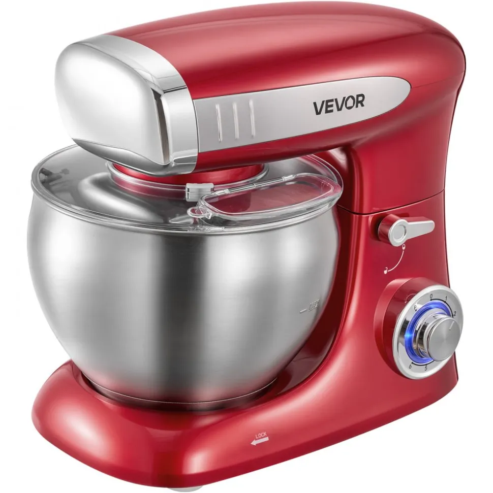 VEVOR 7.4 Qt Tilt Head Stand Mixer 500W Electric Dough Mixer, 6 Speeds with Pulse Food Kitchen Mixer with Stainless Steel Bowl, Splash Guard, Dough Hook, Whisk, Beater, for Baking Mixing