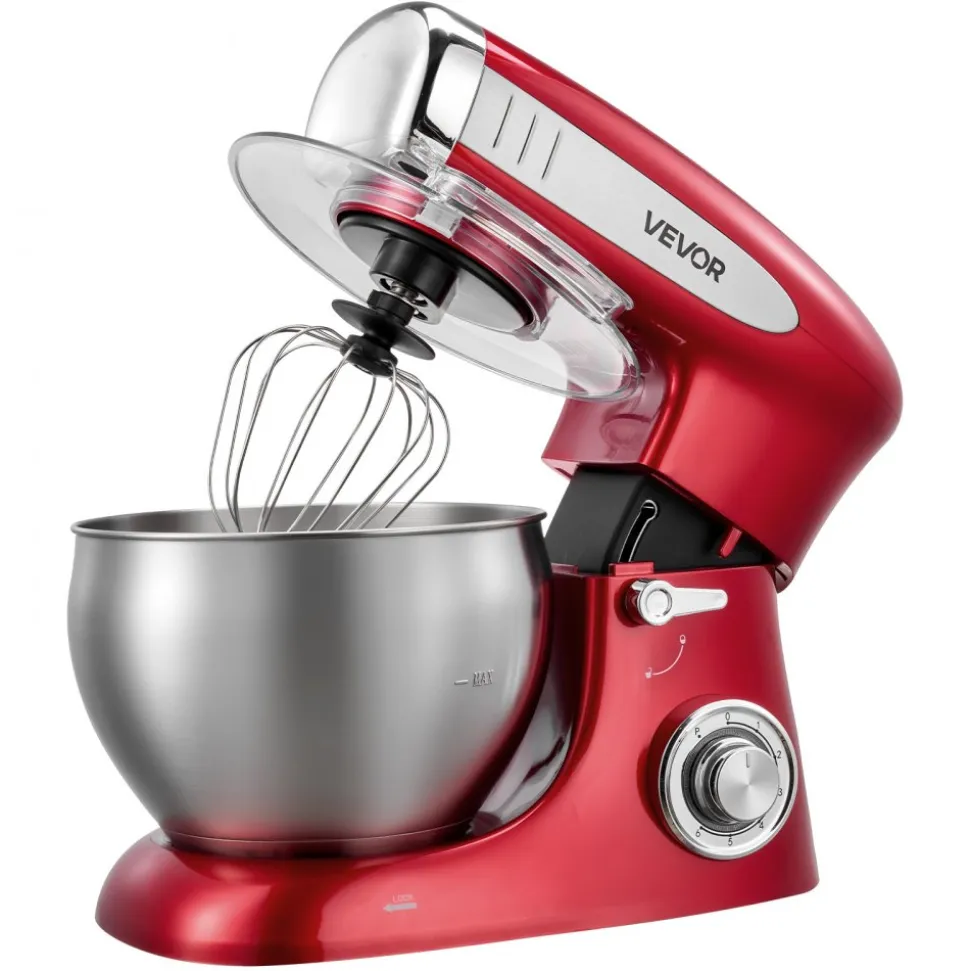 VEVOR 7.4 Qt Tilt Head Stand Mixer 500W Electric Dough Mixer, 6 Speeds with Pulse Food Kitchen Mixer with Stainless Steel Bowl, Splash Guard, Dough Hook, Whisk, Beater, for Baking Mixing