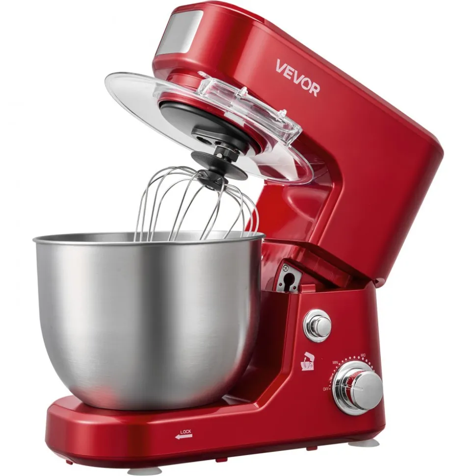VEVOR 5.3+4.2 Qt Tilt Head Stand Mixer 400W Electric Dough Mixer, 3 Speeds Food Kitchen Mixer with Stainless Steel Bowl, Splash Guard, Dough Hook, Whisk, Beater, for Baking Mixing Whipping