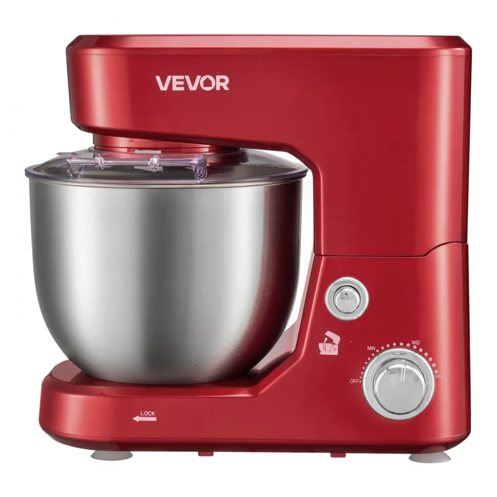 VEVOR 5.3+4.2 Qt Tilt Head Stand Mixer 400W Electric Dough Mixer, 3 Speeds Food Kitchen Mixer with Stainless Steel Bowl, Splash Guard, Dough Hook, Whisk, Beater, for Baking Mixing Whipping