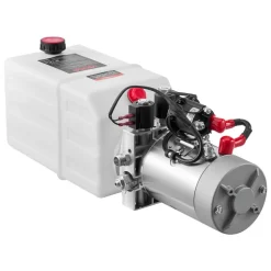 VEVOR 6 Quart Hydraulic Power Unit, Double Acting Dump Trailer Pump, 3200 PSI Max Relief Pressure & 0.91 GPM Flow Rate, DC 12V Hydraulic Pump with Metal Reservoir for Dump Trailer Car Lifting, White
