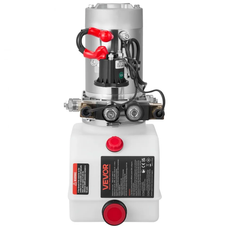 VEVOR 3 Quart Hydraulic Power Unit, Double Acting Dump Trailer Pump, 3200 PSI Max Relief Pressure & 0.91 GPM Flow Rate, DC 12V Hydraulic Pump with Metal Reservoir for Dump Trailer Car Lifting
