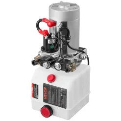 VEVOR 3 Quart Hydraulic Power Unit, Double Acting Dump Trailer Pump, 3200 PSI Max Relief Pressure & 0.91 GPM Flow Rate, DC 12V Hydraulic Pump with Metal Reservoir for Dump Trailer Car Lifting