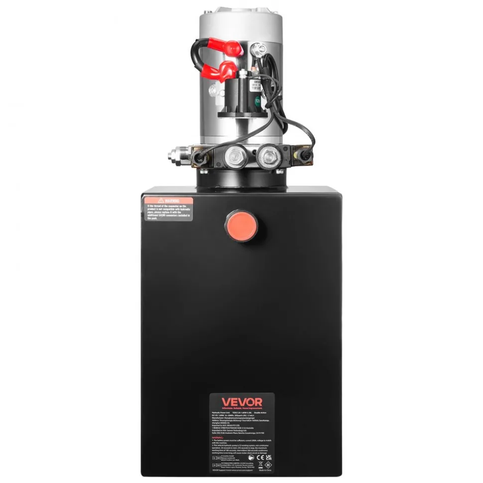 VEVOR 20 Quart Hydraulic Power Unit, Double Acting Dump Trailer Pump, 3200 PSI Max Relief Pressure & 0.91 GPM Flow Rate, DC 12V Hydraulic Pump with Metal Reservoir for Dump Trailer Car Lifting