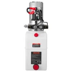 VEVOR 6 Quart Hydraulic Power Unit, Double Acting Dump Trailer Pump, 3200 PSI Max Relief Pressure & 0.91 GPM Flow Rate, DC 12V Hydraulic Pump with Metal Reservoir for Dump Trailer Car Lifting