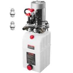 VEVOR 6 Quart Hydraulic Power Unit, Double Acting Dump Trailer Pump, 3200 PSI Max Relief Pressure & 0.91 GPM Flow Rate, DC 12V Hydraulic Pump with Metal Reservoir for Dump Trailer Car Lifting