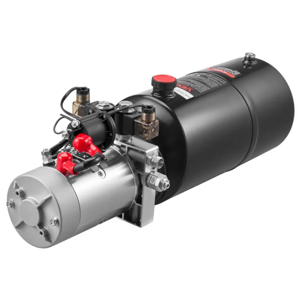 VEVOR 8 Quart Hydraulic Power Unit, Double Acting Dump Trailer Pump, 3200 PSI Max Relief Pressure & 0.91 GPM Flow Rate, DC 12V Hydraulic Pump with Metal Reservoir for Dump Trailer Car Lifting