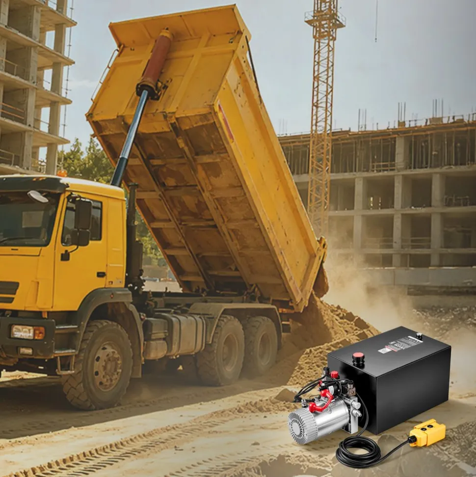 VEVOR 20 Quart Hydraulic Pump, Double Acting Dump Trailer Pump, 3200PSI Max Relief Pressure, 0.91 GPM Flow Rate, DC12V 1.6KW Hydraulic Power Unit for Dump Trailer Car Lifting (Horizontal Installation)