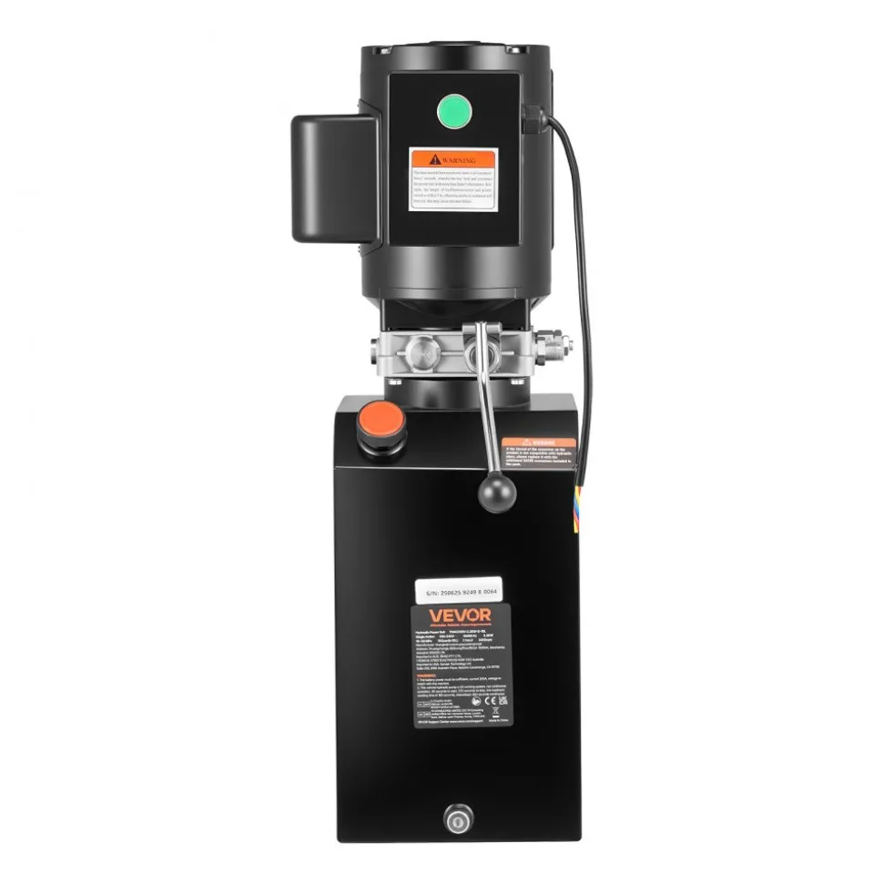 VEVOR 15 Quart Hydraulic Pump, 2.2KW Hydraulic Motor Dump Trailer Pump Single Acting, 3200 PSI Max Relief Pressure, 1.7 GPM Flow Rate, AC220-240V Hydraulic Power Unit Car Lift (Vertical Installation)